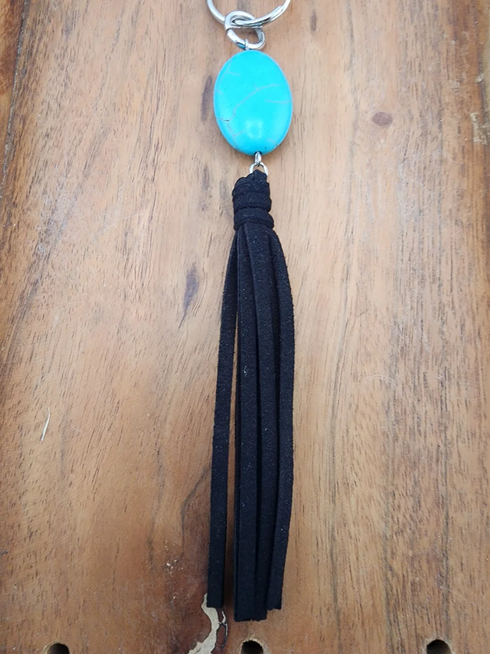 Turquoise Stone Tassel Keychain
